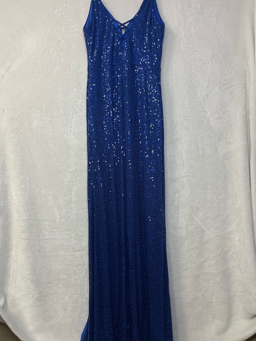 Sequin V-Neck Maxi Dress in Cobalt Blue